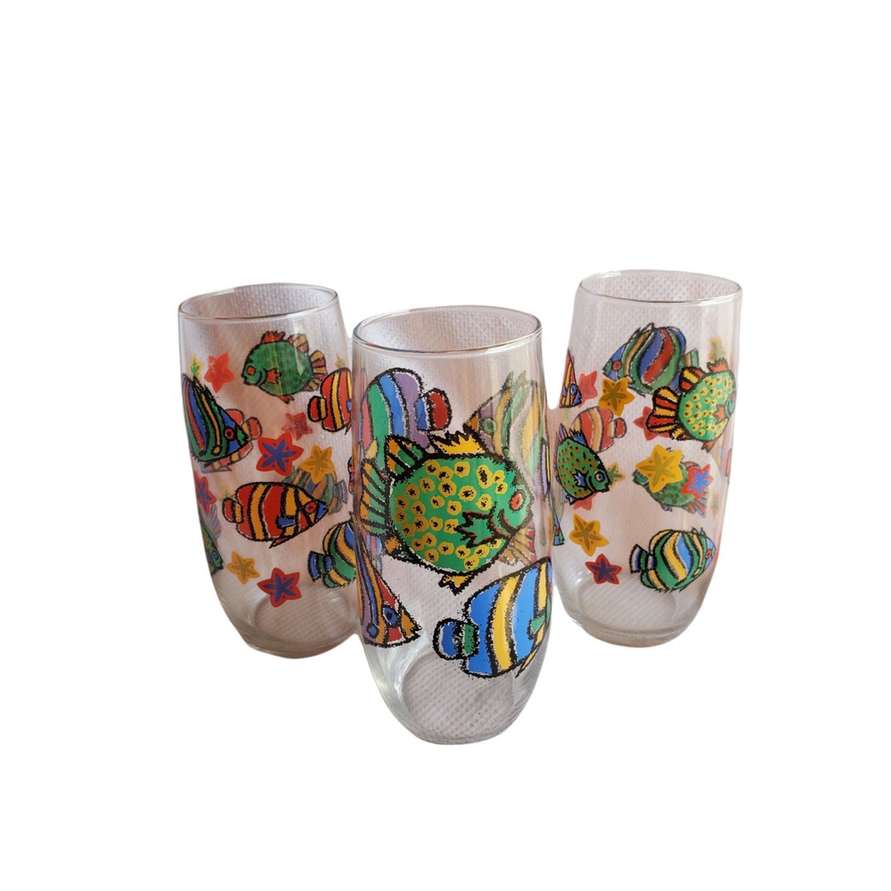 Vintage Vibrant Fish Glasses
